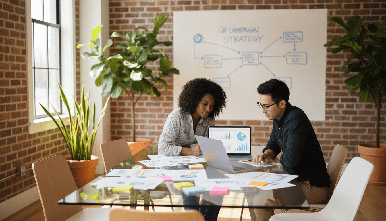 Marketing consultant in a modern office meeting with a client